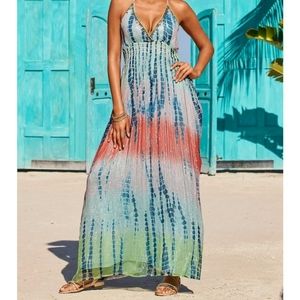 Tie Dye Print Embellished Maxi Dress New With tags xs